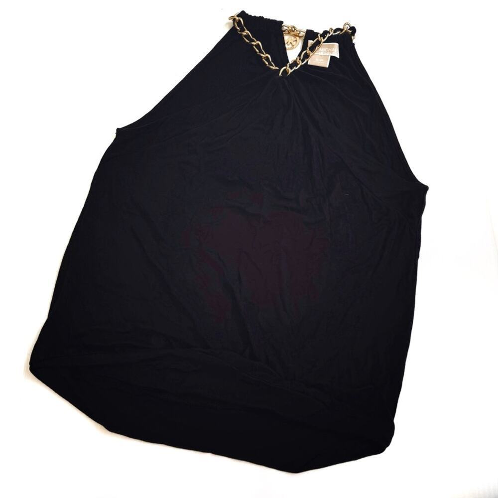 MICHAEL Michael Kors chain link halter with MK logo on chain black size small